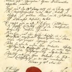 Pozvánka na cechovní schůzi konanou 14. června 1857 v hostinci U Zlatého lva, čp. 4 na náměstí. (Státní okresní archiv Semily)